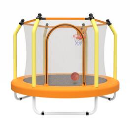 LOVMOR - 4.6 FT Trampoline with Basketball Hoop Recreational Trampoline for Kids