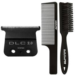 Babyliss - BabylissPro FX707BD2 DLC 2.0MM Deep Tooth T-Blade with Fade Brush and Comb - Black