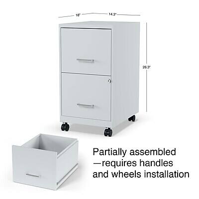 18"  
14.3"  
26.3"  
Partially assembled - requires handles and wheels installation