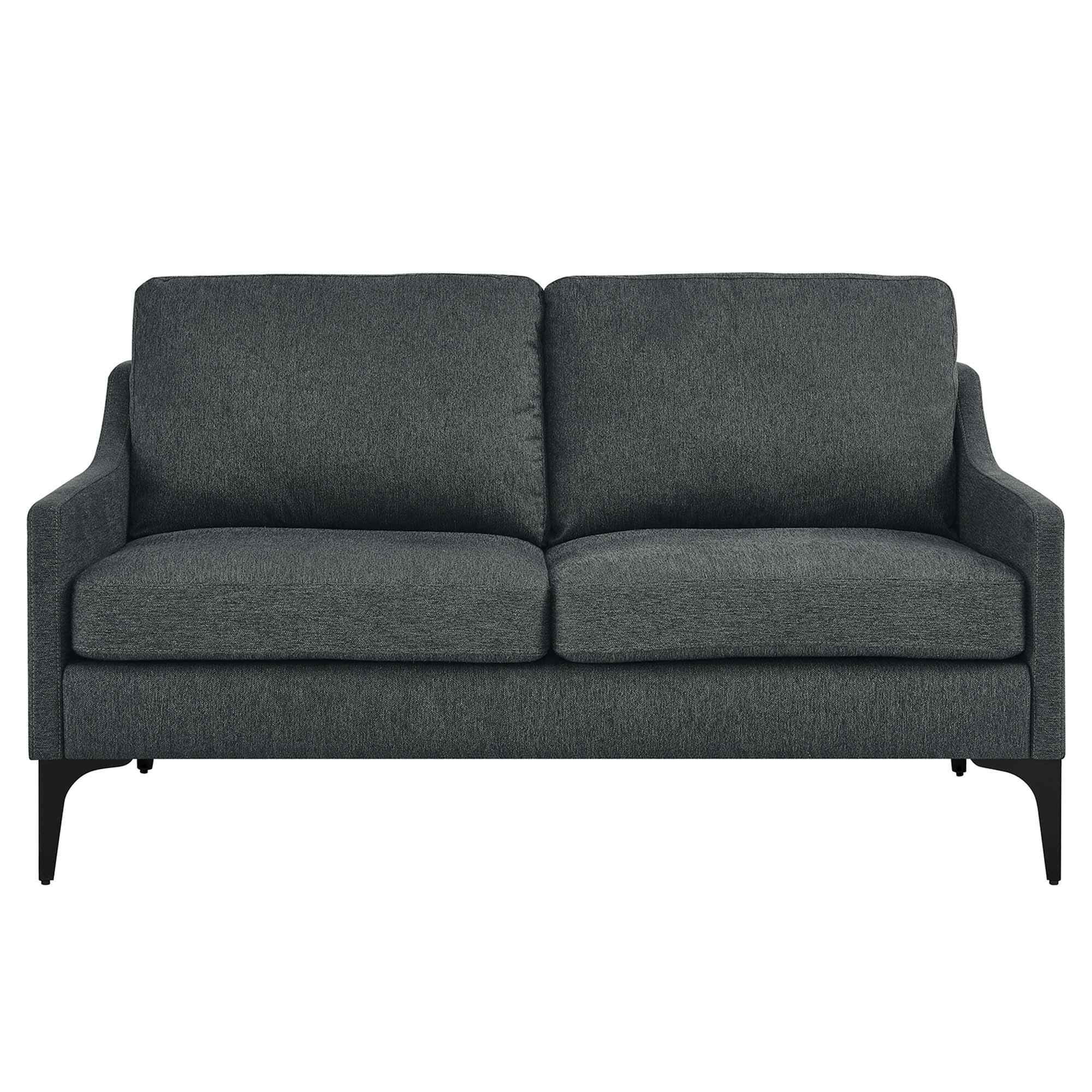 Alt View 3. Modway - Corland Upholstered Fabric Loveseat by Modway - Charcoal.