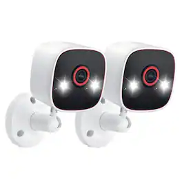 Luckbyte - 2PCS 1296P Indoor Outdoor WiFi Camera with Color Night Vision 2-Way Audio for Home Security - White
