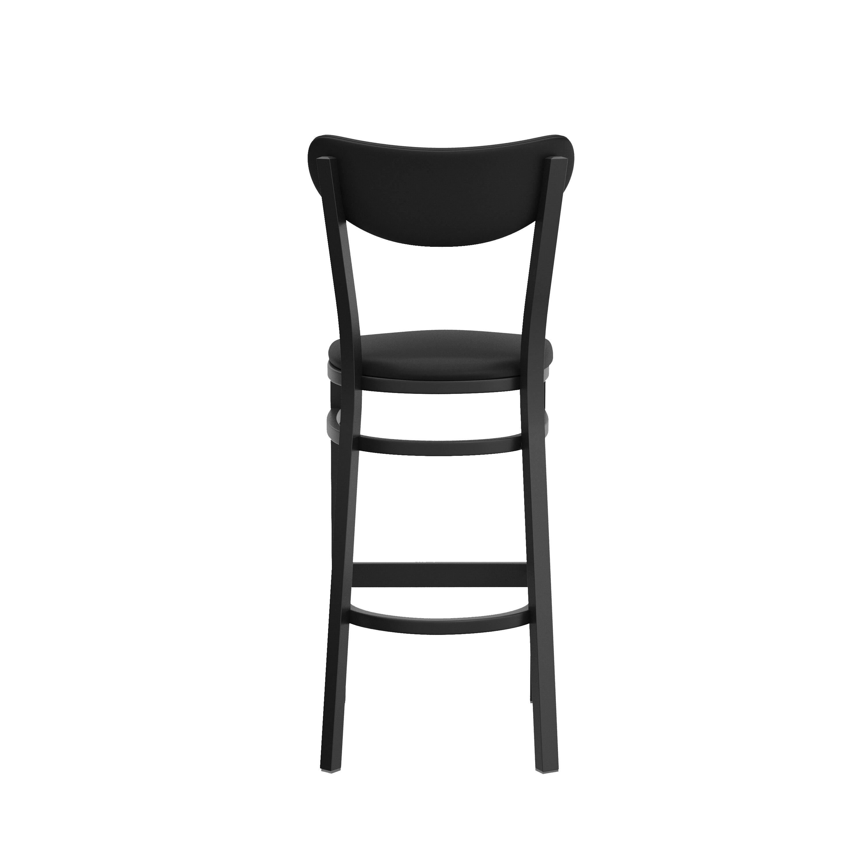 Back. Flash Furniture - Wright Commercial Barstool with 500 LB. Capacity Black Steel Frame, Black Vinyl Boomerang Back, and Black Vinyl Seat - Black.