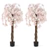 Front. Costway - Costway 2 Pack 5.5 FT Tall Artificial Cherry Blossom Tree with Pink Flowers Decoration White - White.