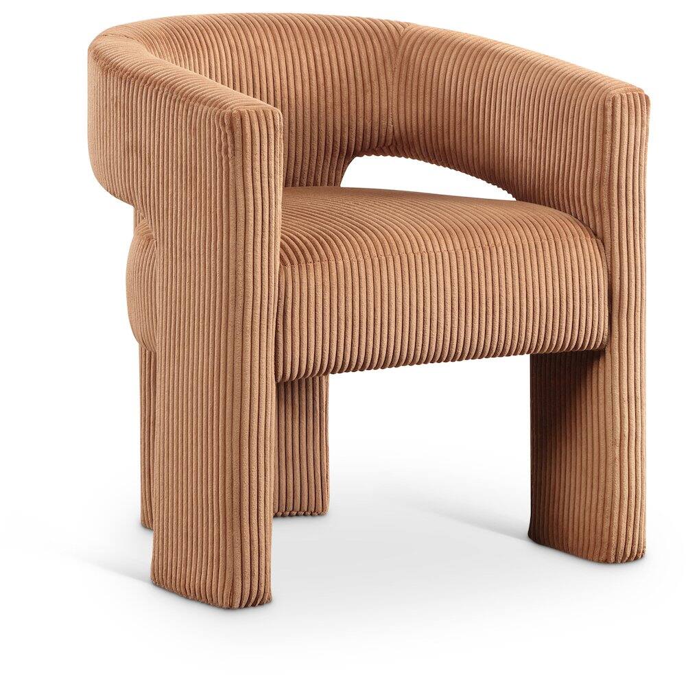 Front. Meridian Furniture - Riz Saddle Corduroy Fabric Accent/Dining Chair - Brown.
