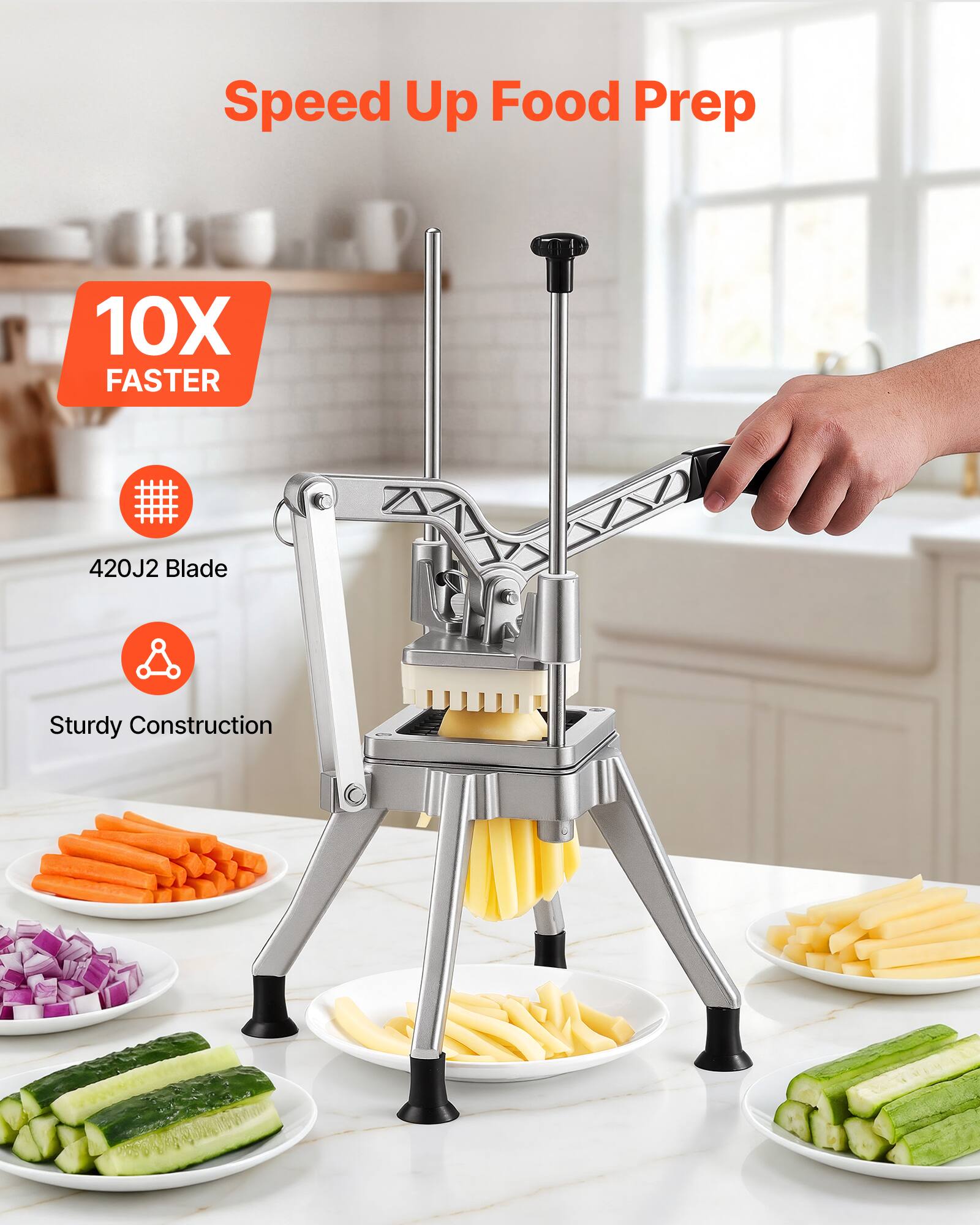 Speed Up Food Prep  
10X FASTER  
420J2 Blade  
Sturdy Construction