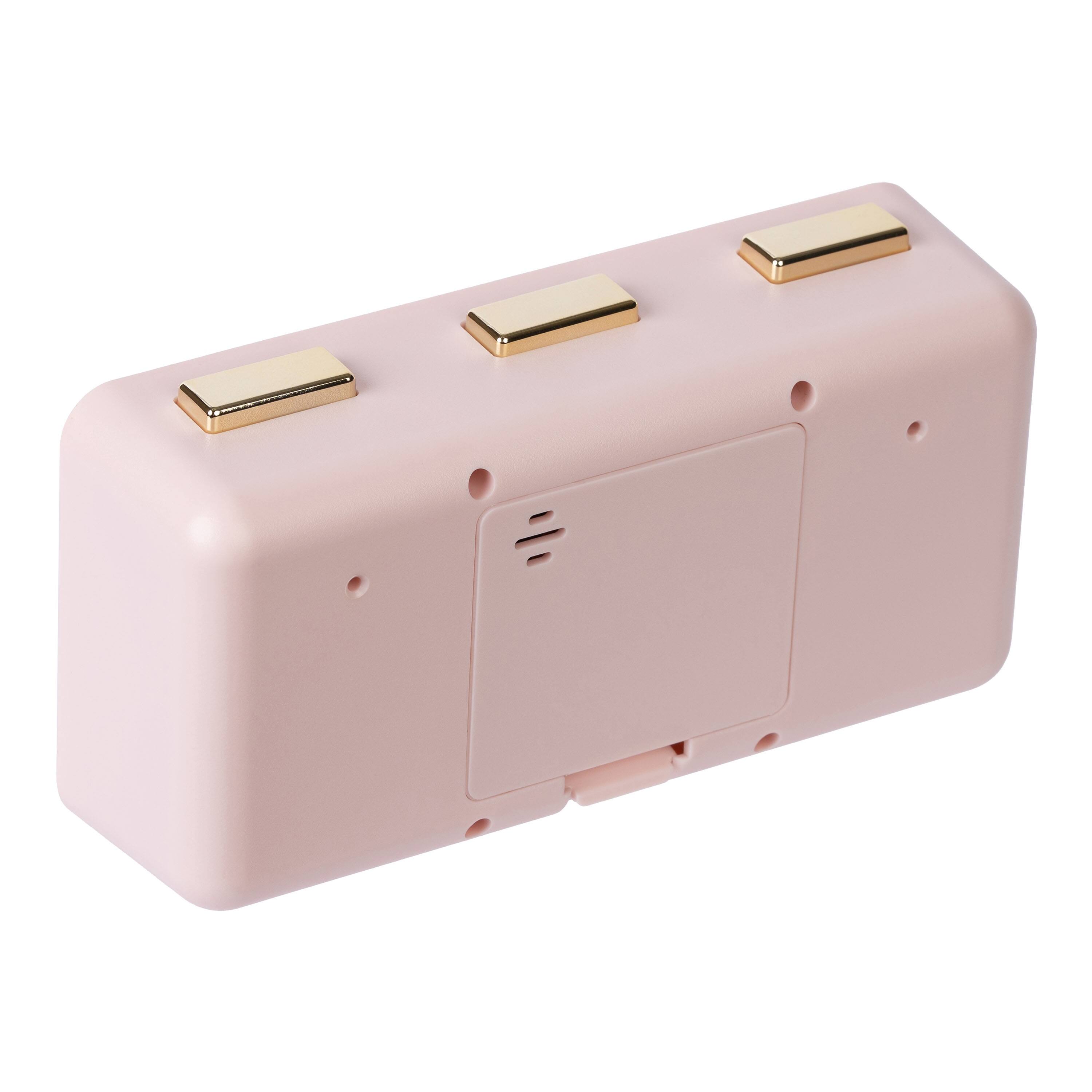 Back. La Crosse Clock Co. - Daily Flip Pink Tabletop Alarm Clock with Calendar - Pink.