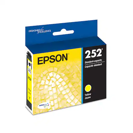 Designed for excellence, Epson 252 is a standard-capacity cartridge with a capacity of 252 pages. It is compatible with Epson printers and comes in a yellow color. The cartridge is designed to provide high-quality printing and is suitable for various printing needs.