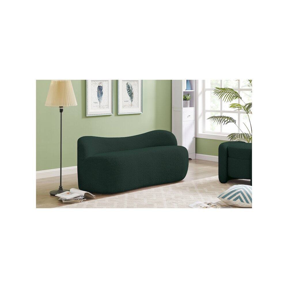 Alt View 1. Meridian Furniture - Flair Green Boucle Fabric Bench - Green.