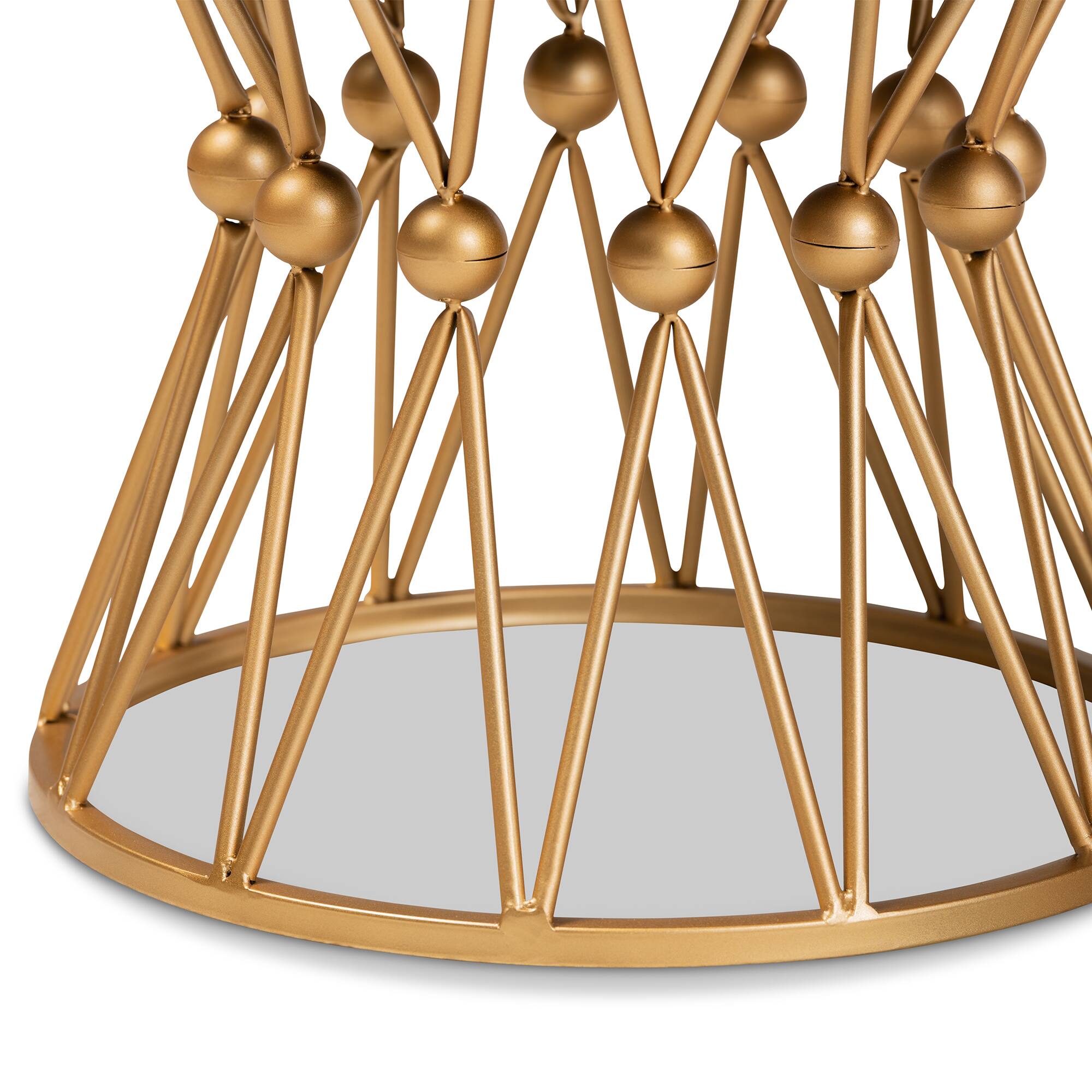 Left. Baxton Studio - Leonie Glam and Luxe Faux Fur Upholstered Gold Finished Metal Ottoman - White/Gold.