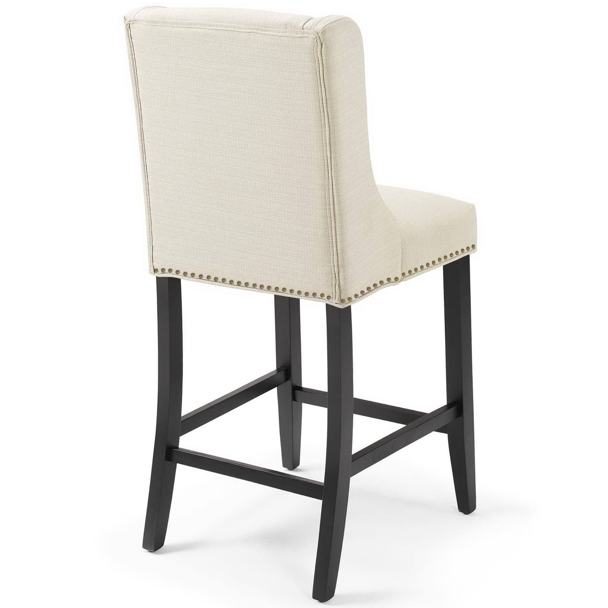 Left. Modway - Baron Upholstered Fabric Counter Stool by Modway - Brown.