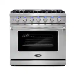 COSMO - COS-EPGR366 36 in. Haven Collection 6.0 cu. ft. Gas Range, 6 Burners, Convection Oven, Knob LEDs, Storage Drawer - Stainless Steel