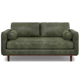 Simpli Home - Morrison 72-inch Mid-Century Modern Sofa in Moss Green Genuine Leather - Moss Green