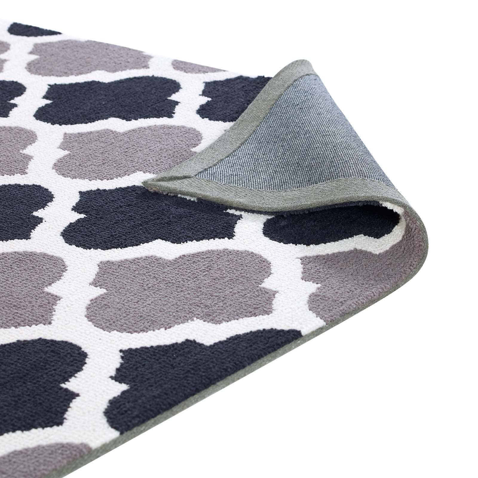 Alt View 2. Modway - Lida Moroccan Trellis Area Rug - Charcoal and Black.