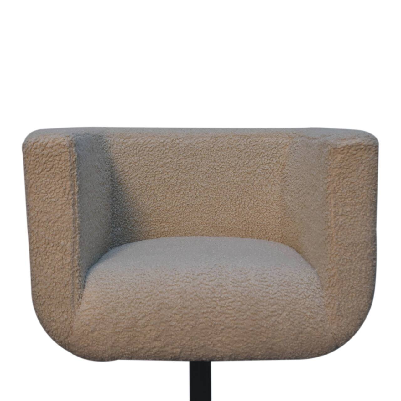 Alt View 2. Artisan Furniture - Artisan Furniture Solid Wood Cream Boucle Swivel Chair, Upholstered, Cream - Cream.