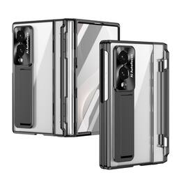 Dteck - for Samsung Galaxy Z Fold8 Rugged Case with Tempered Glass Protector,Full Hinge Protection,HD Transparent Back Cover - Black