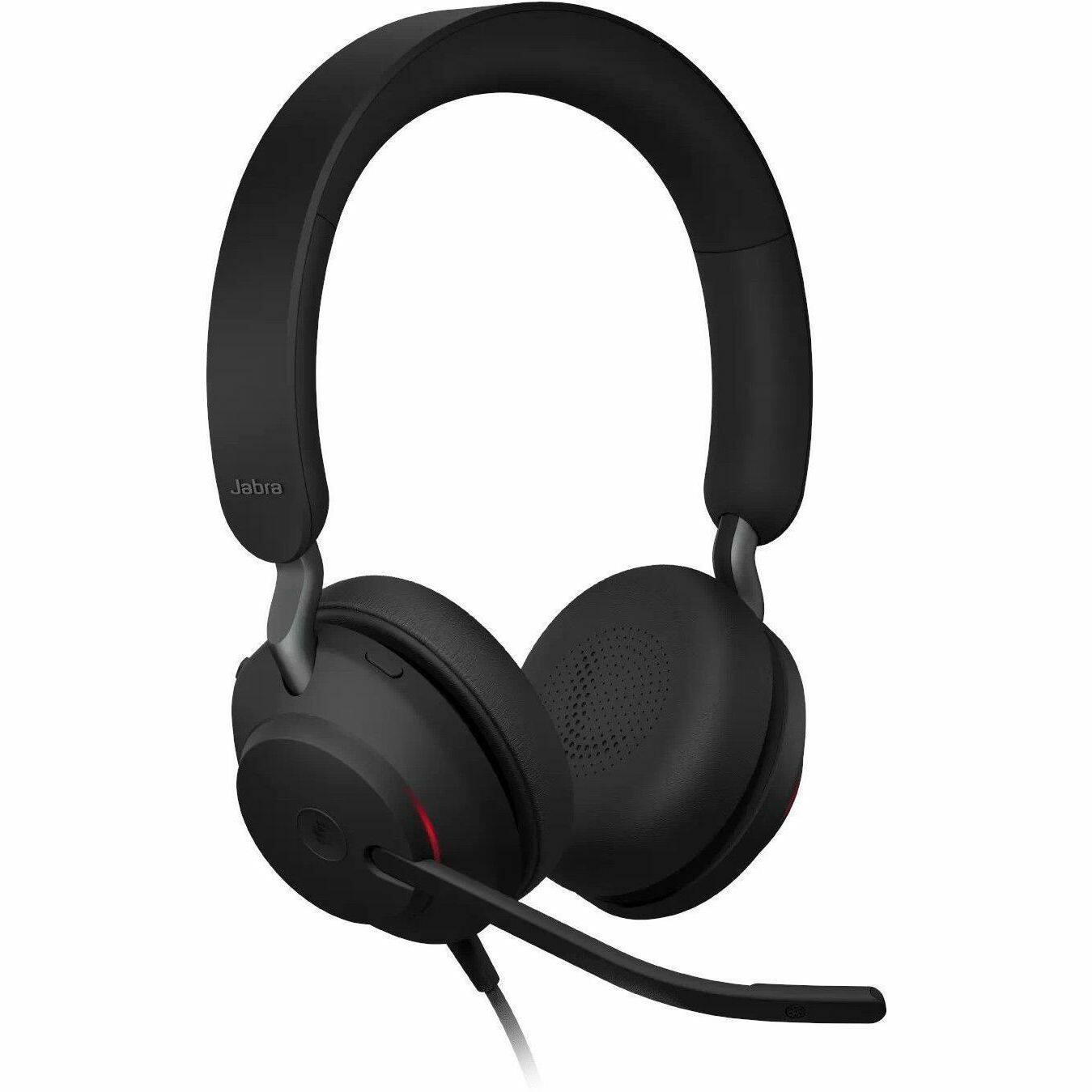 Alt View 2. Jabra - Jabra Evolve2 40 SE Headset - Microsoft Teams Certification - Stereo - USB Type A, USB Type C - Wired - 20 Hz to 20 kHz - Red.