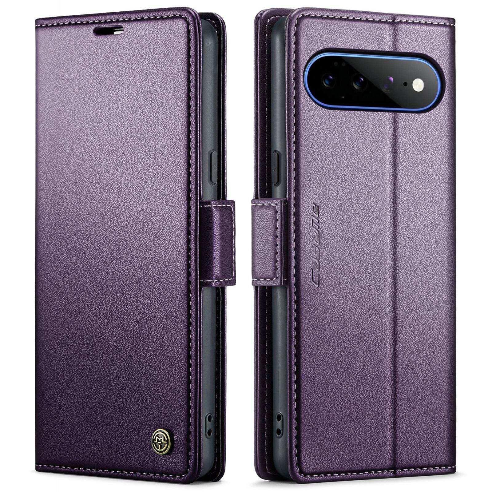 Angle. UUCOVER - Magnetic Wallet Case for Google Pixel 11 Pro XL,Shockproof Leather+TPU RFID Blocking Card Slots Cash Pocket Stand Cover - Purple.