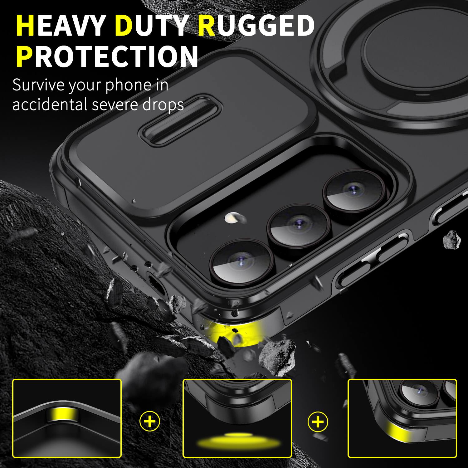 HEAVY DUTY RUGGED PROTECTION  
Survive your phone in accidental severe drops