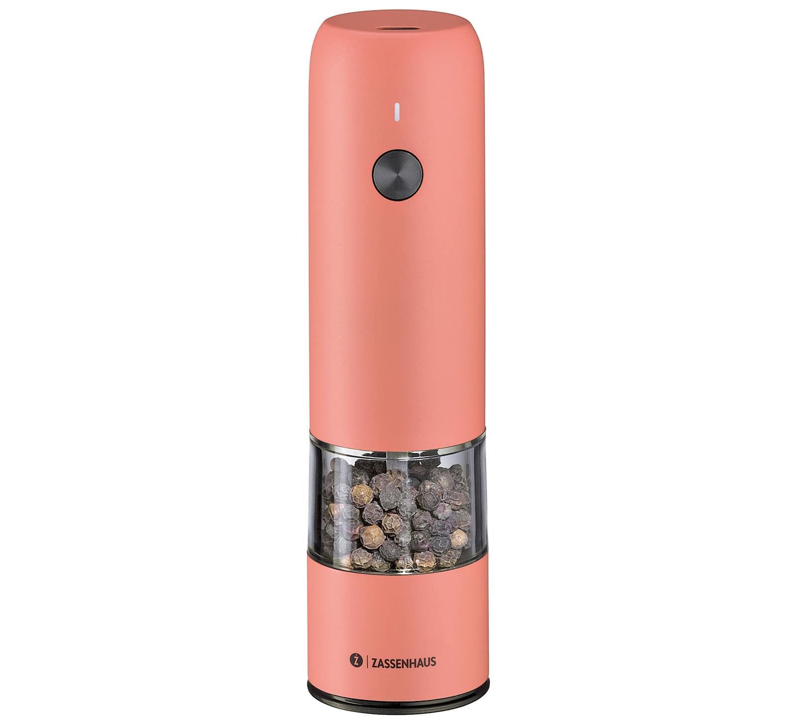 Zassenhaus - Koln Rechargeable Salt or Pepper Mill, 5.5" H x 1.5" - Coral