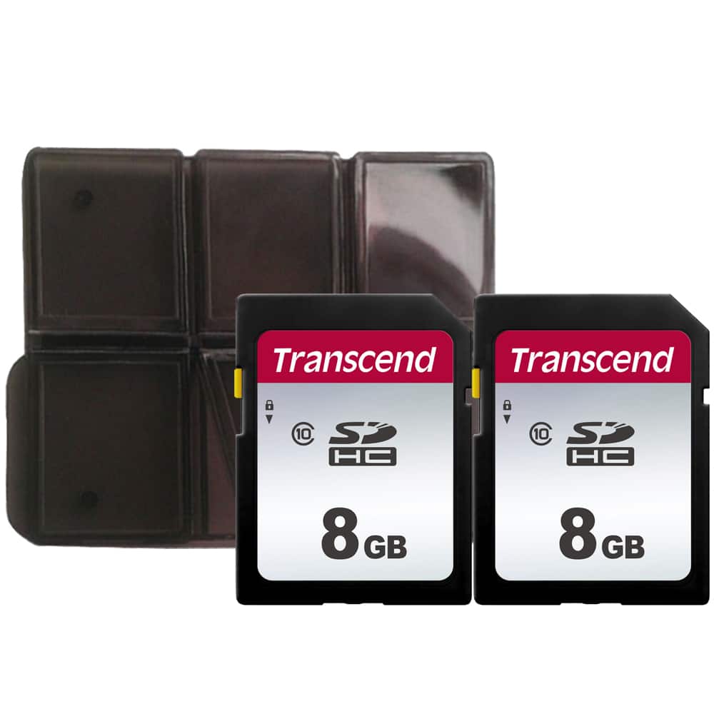 2x Transcend TS8GSDC300S 8GB SDHC Memory Card with Memory Card Holder