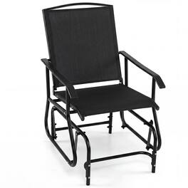 Costway - Outdoor Glider Chair, Porch Glider with Metal Frame & Armrests for Deck Poolside - Black