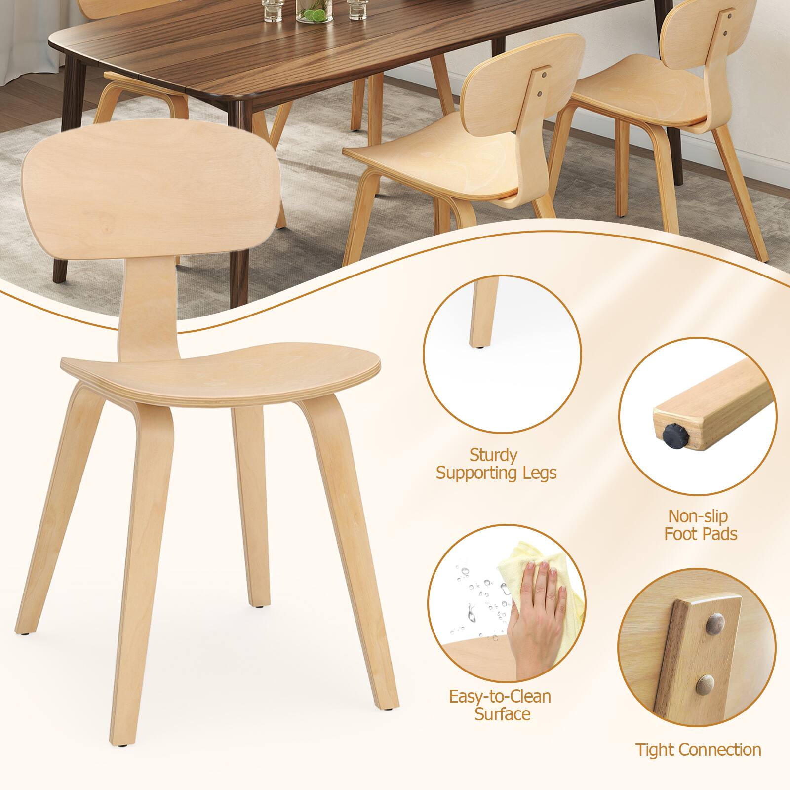 Sturdy Supporting Legs  
Non-slip Foot Pads  
Easy-to-Clean Surface  
Tight Connection