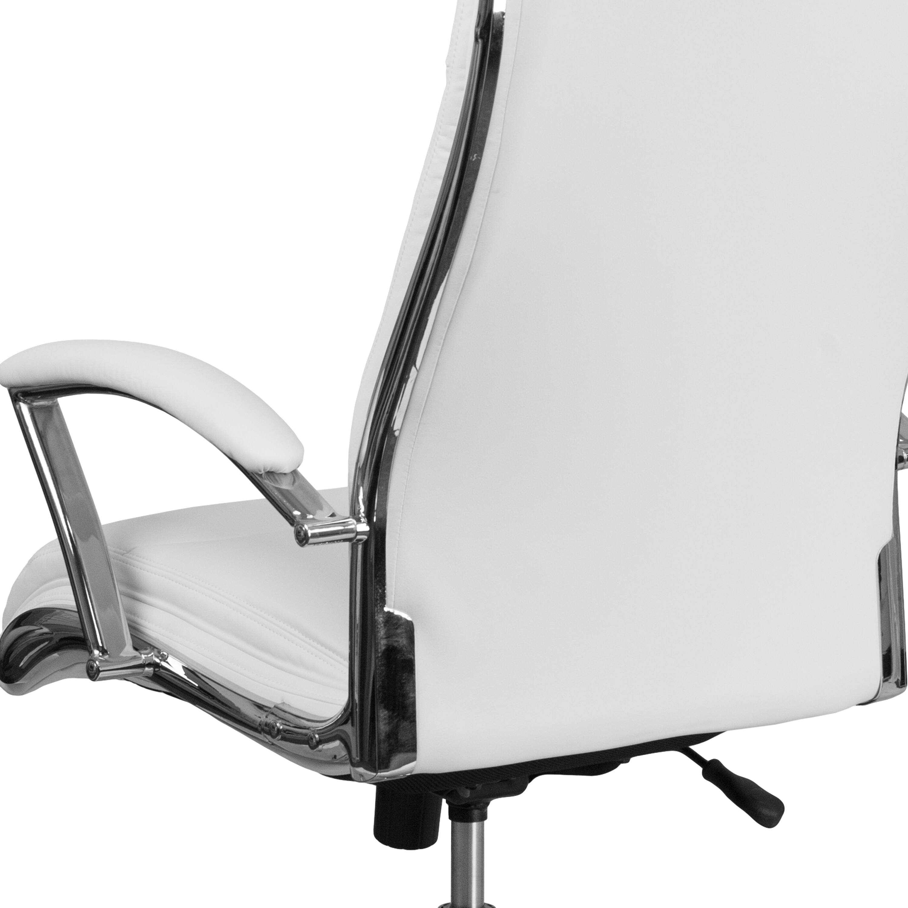Alt View 9. Emma + Oliver - High Back Designer Smooth Executive Swivel Office Chair with Arms - White.
