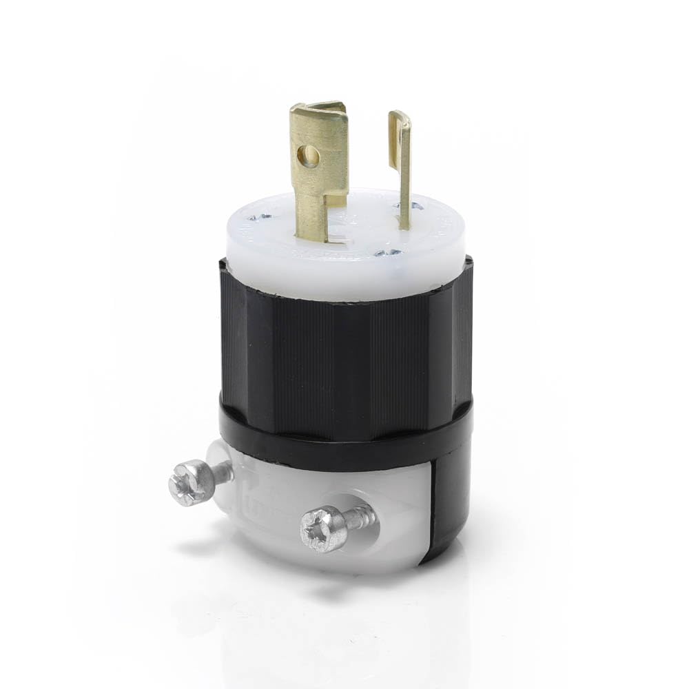 Leviton - Industrial Nylon Grounding Plug L5-15P 18-10 AWG 2 Pole 3 Wire - Black|White