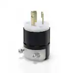 Front. Leviton - Leviton Industrial Nylon Grounding Plug L5-15P 18-10 AWG 2 Pole 3 Wire - Black|White.