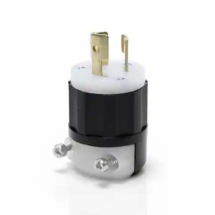 Front. Leviton - Leviton Industrial Nylon Grounding Plug L5-15P 18-10 AWG 2 Pole 3 Wire - Black|White.
