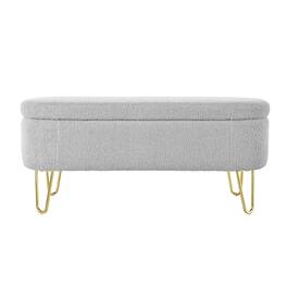 Aukfa - 40" Folding Storage Ottoman Bench , 250lb Load, Upholstered with Metal Legs for Living Room, Bedroom, Entryway - Gray