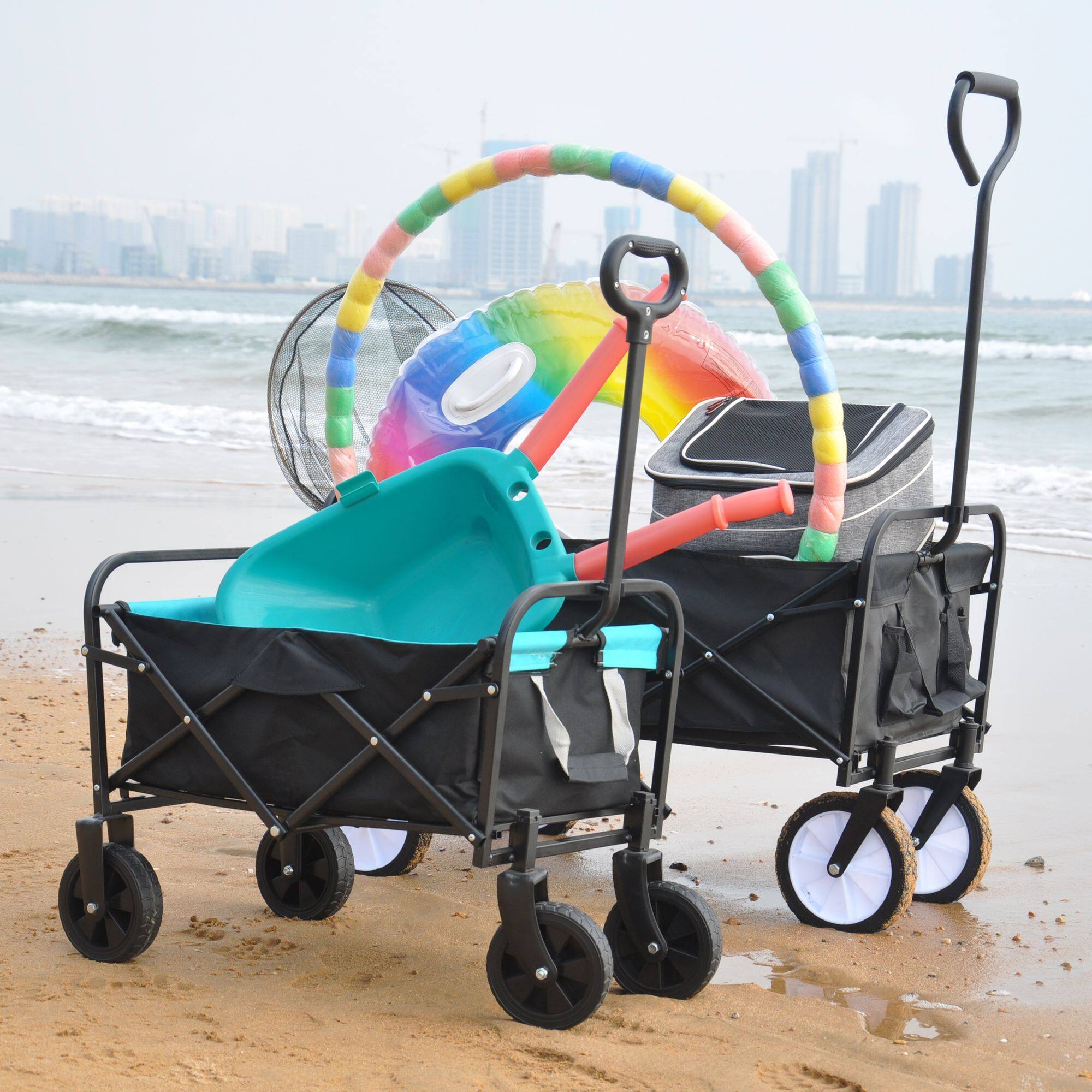 Alt View 4. Loheer - Loheer Folding Wagon Heavy Duty Utility Cart Collapsible Outdoor Beach Cart Garden Grocery Wagon.