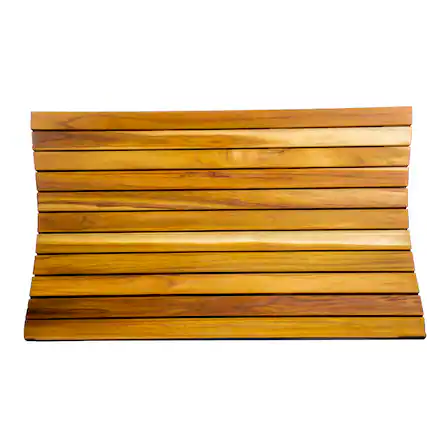 Front. EcoDecors - EcoDecors® Eleganto® 31" x 18" Slatted Solid Teak Bath Floor Mat in EarthyTeak Finish - EarthyTeak.