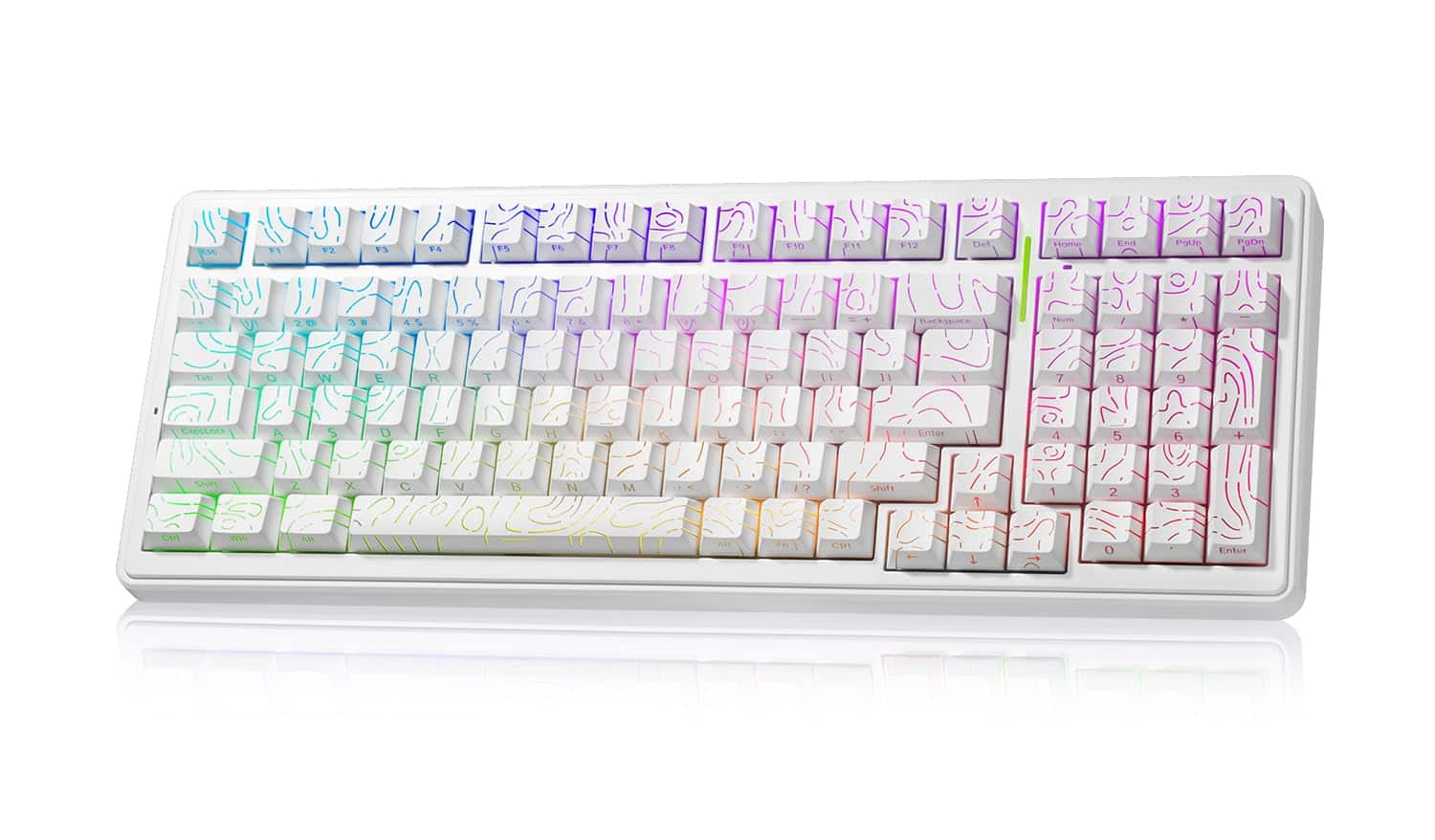 Empire DigiLabs - Aula F99 Mechanical Gaming Wireless Creamy Hot Swappable Keyboards Tri mode Bt5 Pre lubed Linear Switches R - White