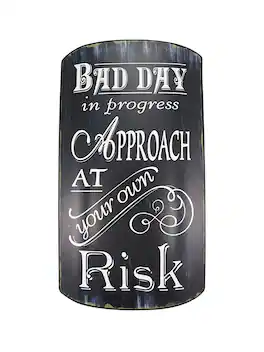 Zeckos - Distressed Finish Retro BAD DAY IN PROGRESS Metal Sign - Black