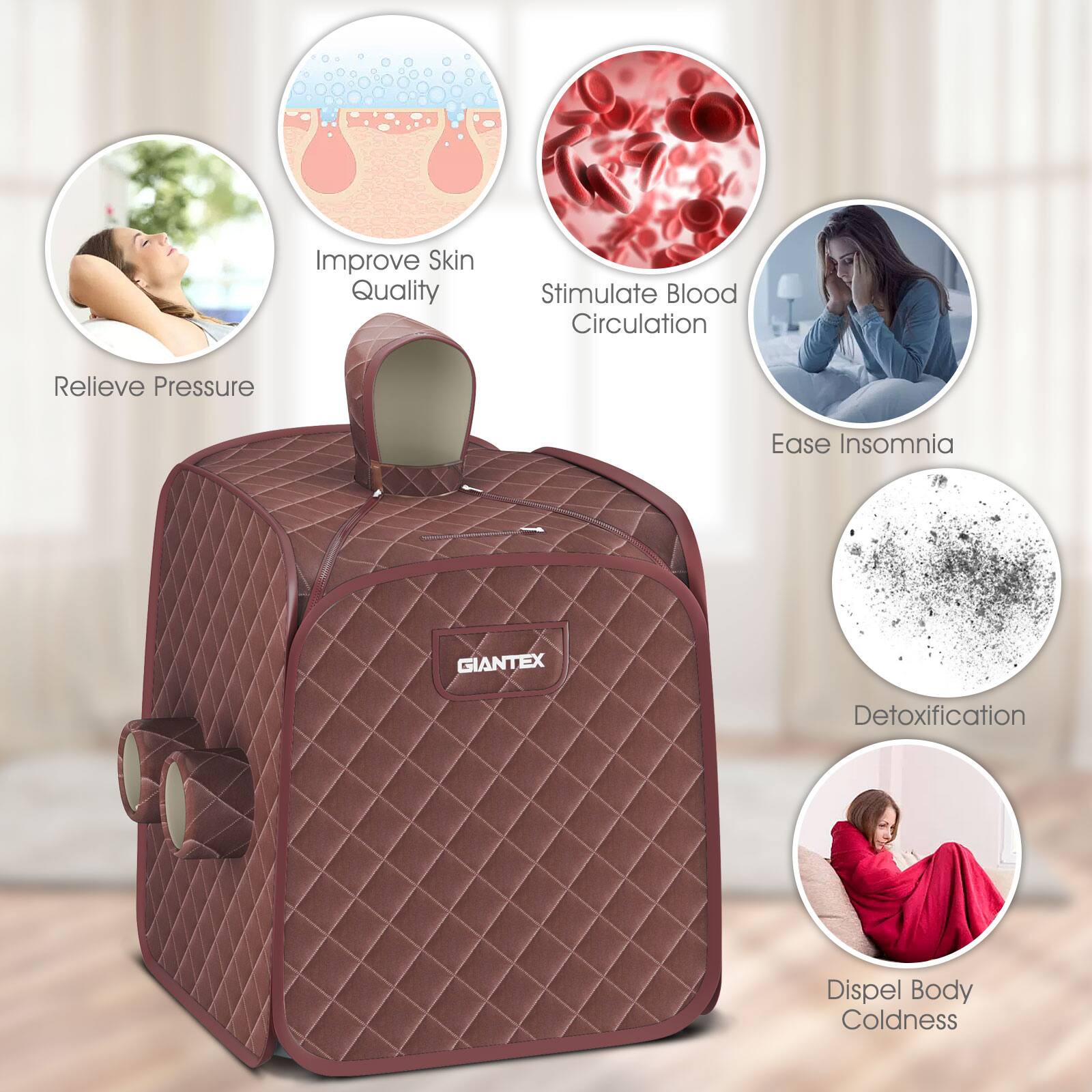 Improve Skin Quality, Stimulate Blood Circulation, Relieve Pressure, Ease Insomnia, Detoxification, Dispel Body Coldness.