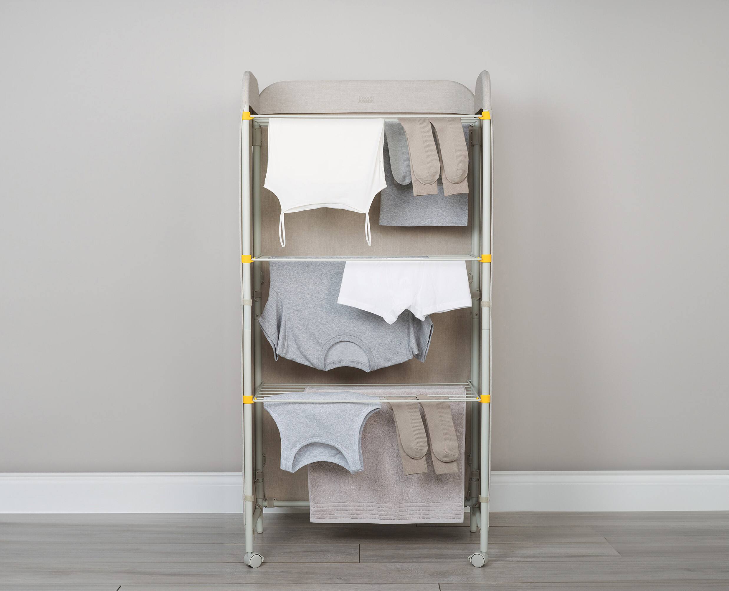Alt View 3. Joseph Joseph - Eclipse 3-tier Drying Rack with Screen - Ecru.