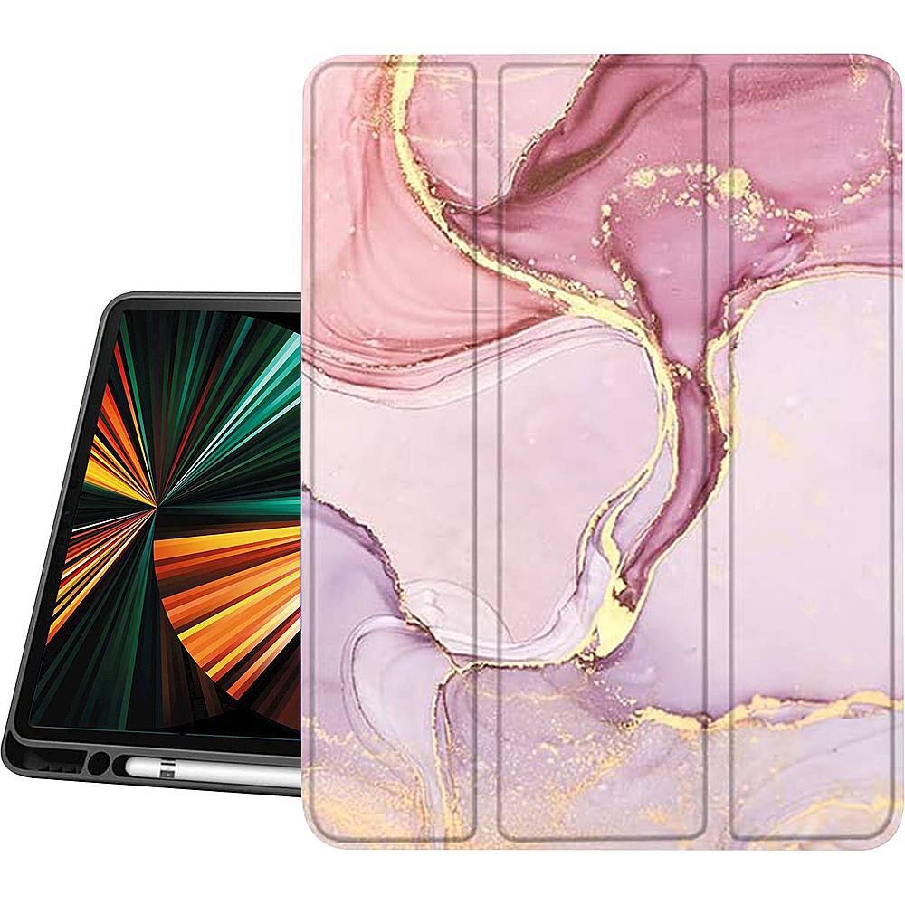 Alt View 11. SaharaCase - Marble Series Folio Case for Apple iPad Pro 12.9 (4th, 5th, and 6th Gen 2020-2022) - Pink.