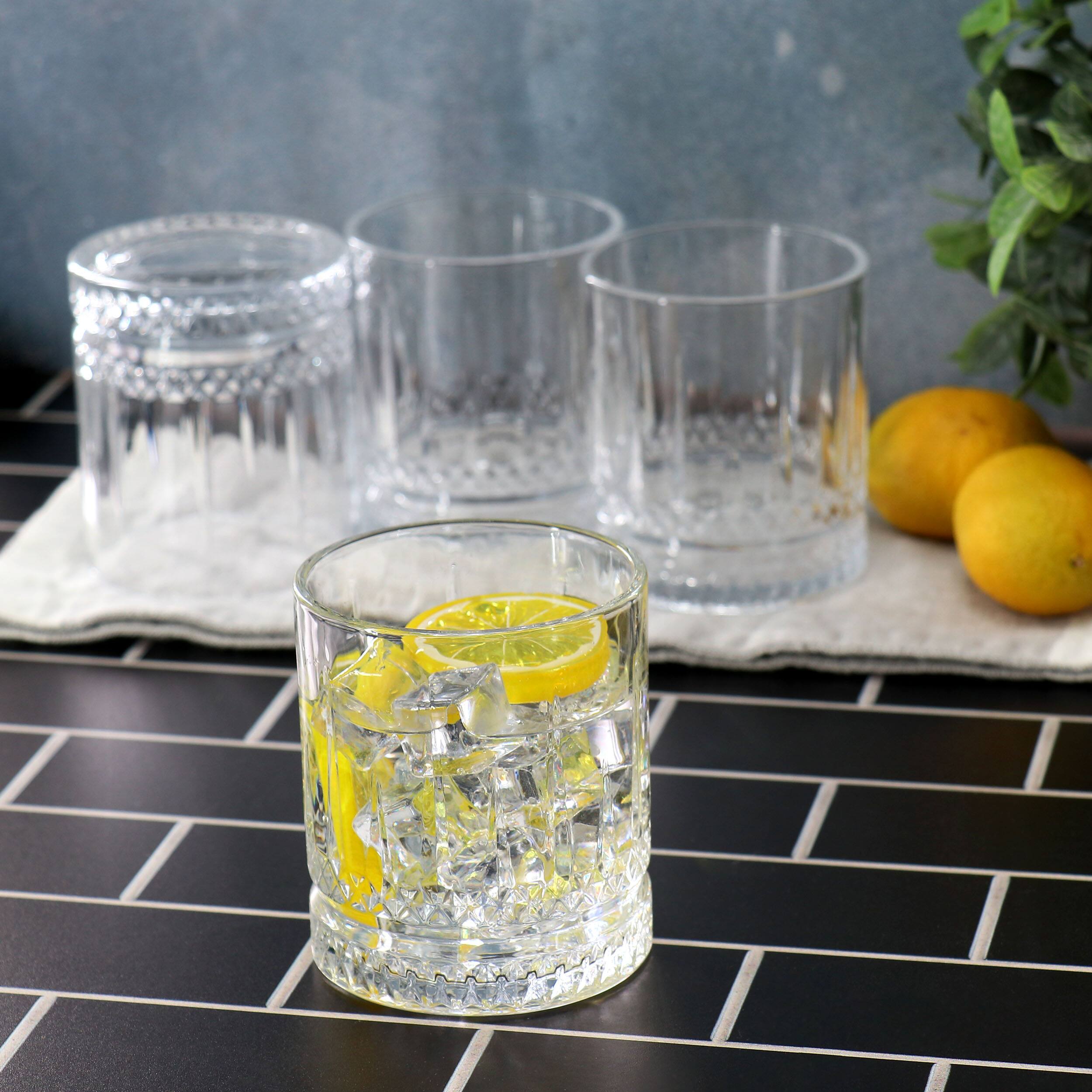 Alt View 5. Gibson - Gibson Home 4 Piece 13 Ounce Iceberg Embossed Double Old-Fashioned Glass Set - Clear.