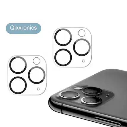 Front. Qixxronics - 2pack Camera Lens Protector for iPhone 11 Pro Camera Lens Shield Tempered Glass Lens Cover for iPhone 11 Pro - Clear.