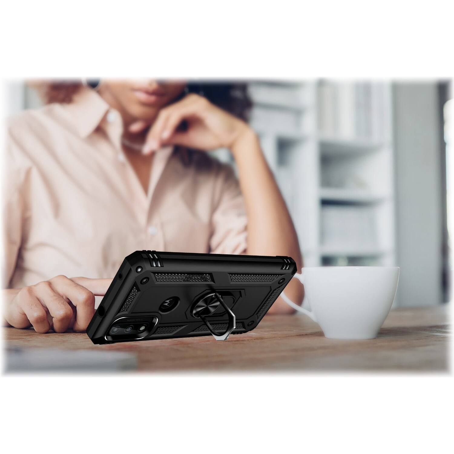 Alt View 12. SaharaCase - Military Kickstand Series Case for Motorola Moto G Pure, G Power 2022, and G Play 2023 - Black.