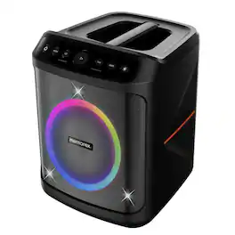 Memorex - MX-PS802 Bluetooth 5.3 Party Speaker Pairing LED Flame Lights Mic/Guitar Inputs Portable Rechargeable Design