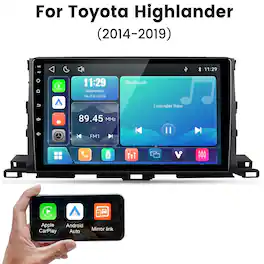 Junsun - Linux System carplay Android auto Mirror Link For Toyota Highlander 2014-2019 Car Stereo Radio GPS Navi WIFI BT RDS FM - Black