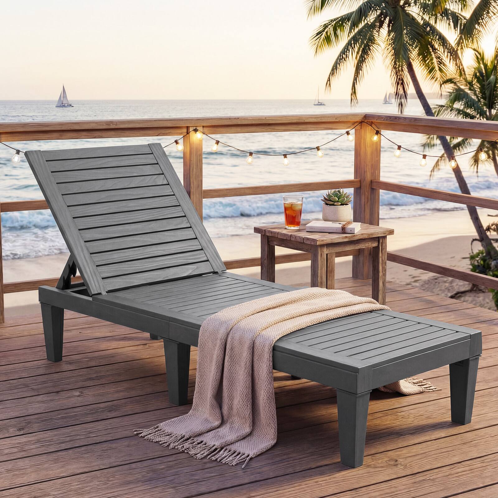 Alt View 3. Gymax - Gymax Patiojoy Lounge Chair Chaise Recliner Weather Resistant Adjustable Outdoor Gray - Grey.