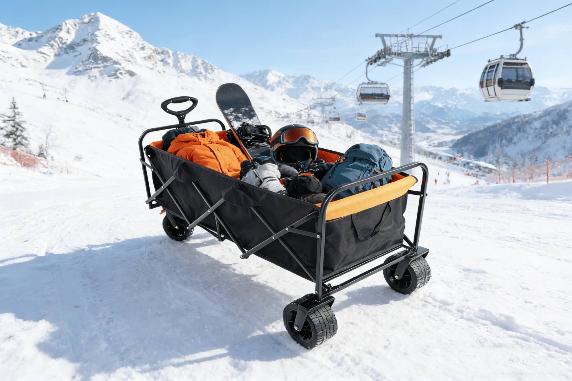 Alt View 7. Loheer - Loheer Extra Long Folding Wagon Beach Cart Large Capacity Heavy Duty Garden Shopping Collapsible Utility Cart.