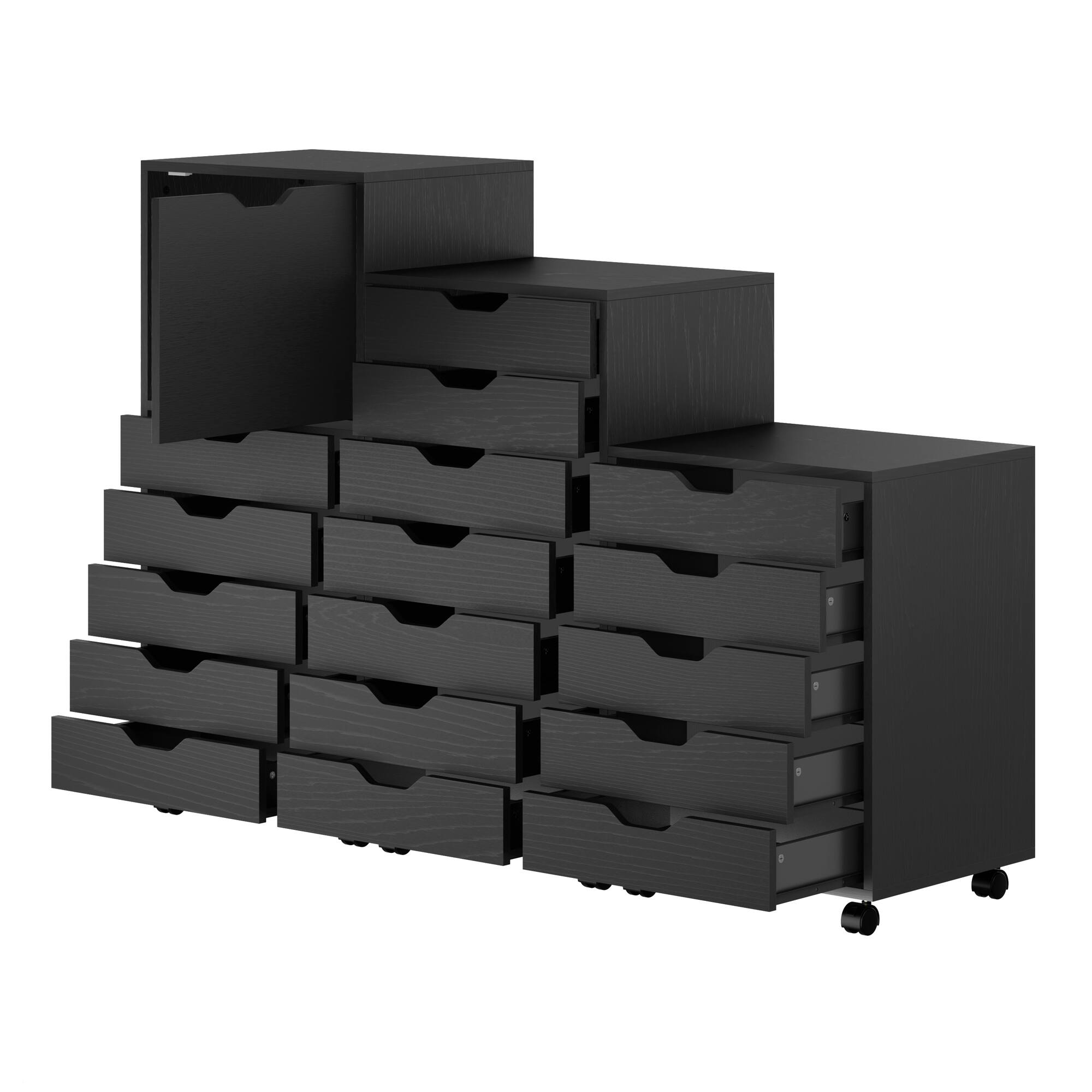 Alt View 7. Winsome Wood - Halifax 3-Pc Multi-Drawer Storage Cabinet Set - Black.