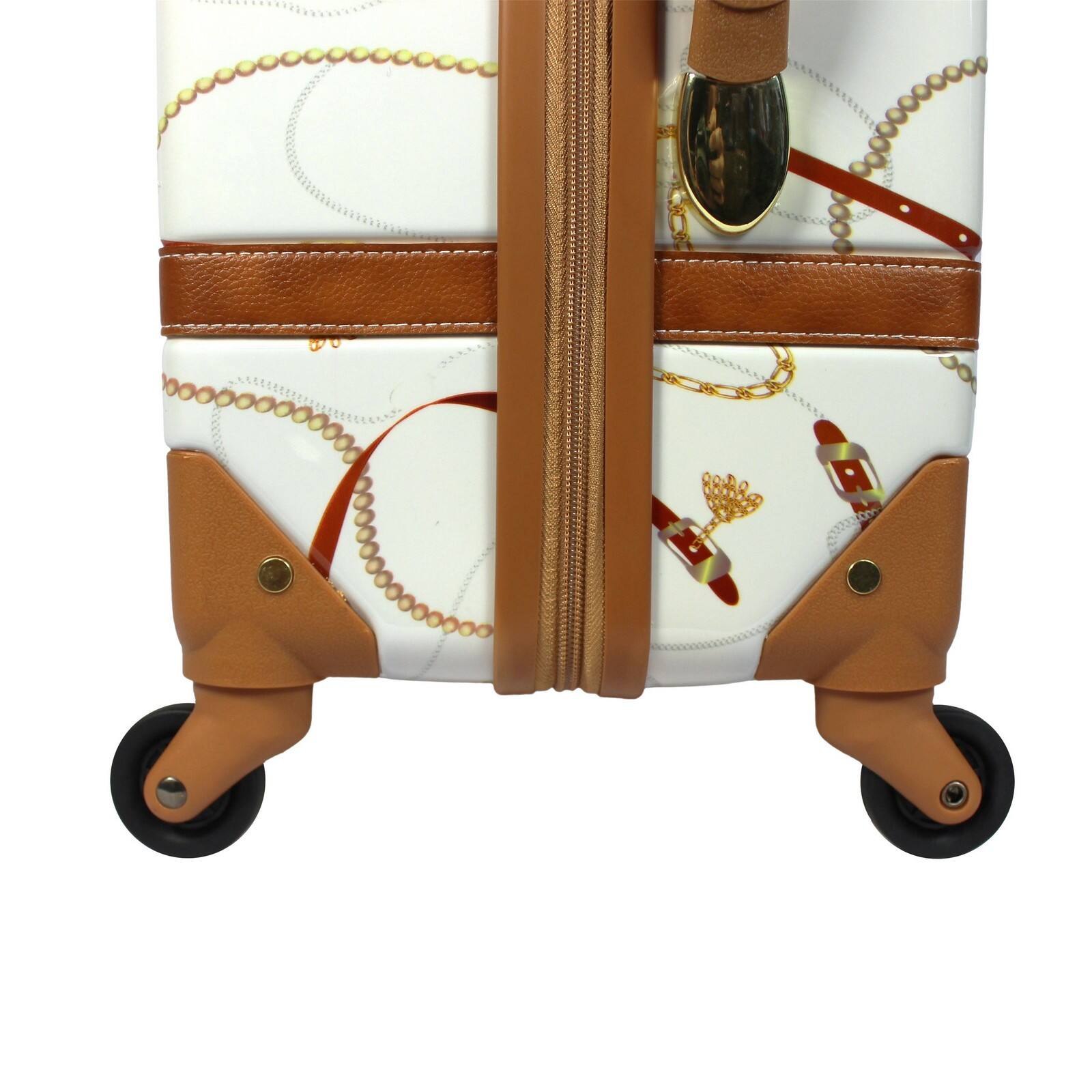 Alt View 4. World Traveler - Vintage Style 2-Piece Hardside Carry-On Spinner Luggage Set - Ivory - Ivory.