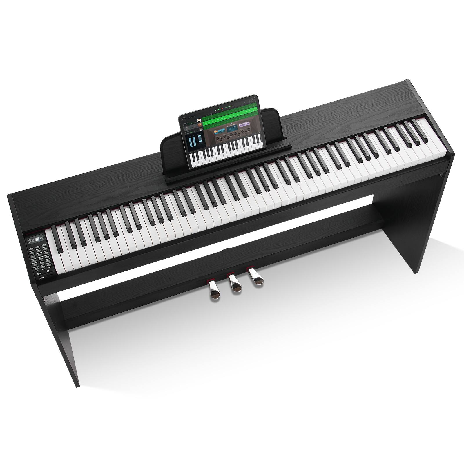 Alt View 5. VEVOR - Weighted Digital Piano, 88 Key Fully Weighted Keys, Electric Piano Dual Keyboard & Speakers Simple Cabinet Bracket - Black.