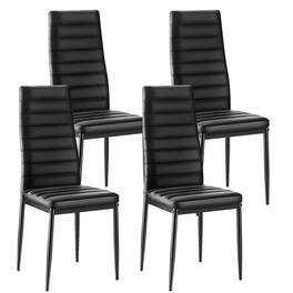 VEVOR - Modern Dining Room Accent Chairs Set of 4, Upholstered Leather Side Chair for Dining Tables, Space-Saving Kitchen Table - Black