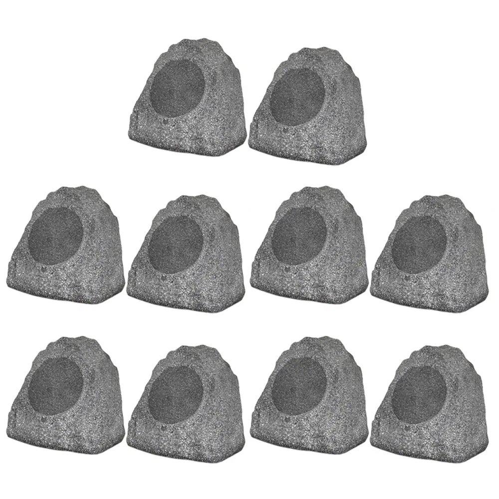 Front. Theater Solutions by Goldwood - 10R8G Outdoor 8" Rock 10 Piece Speaker Set for Deck Pool Spa Yard Garden - Granite Gray.